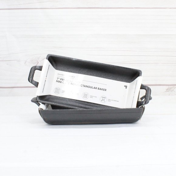 NEW Sharper Image Set of 2 Pre-Seasoned 7" Mini Cast Iron Rectangular Baker Pan - Picture 3 of 10